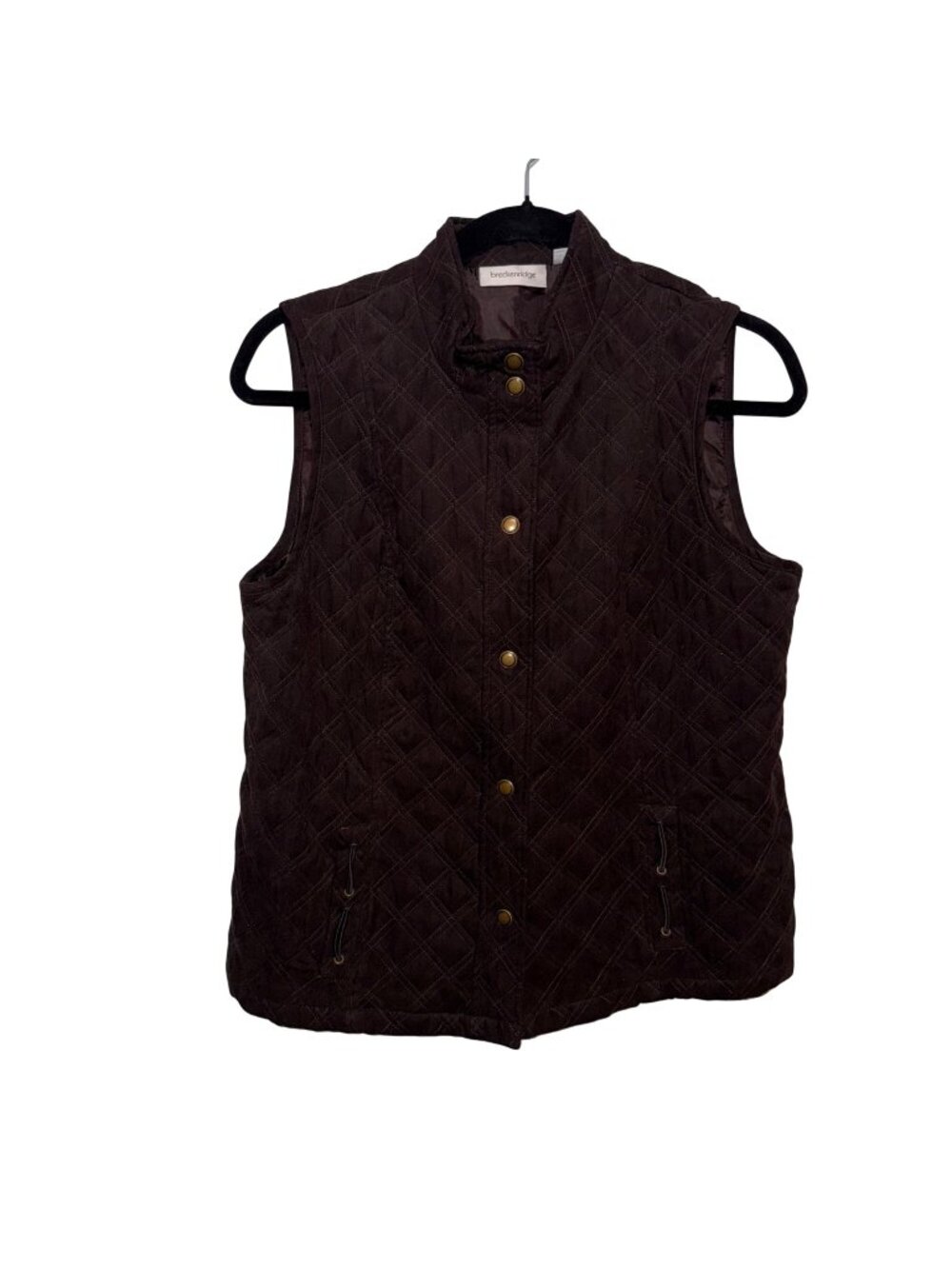 Breckenridge Womens Quilted Vest XL Brown Button-Up Sleeveless.